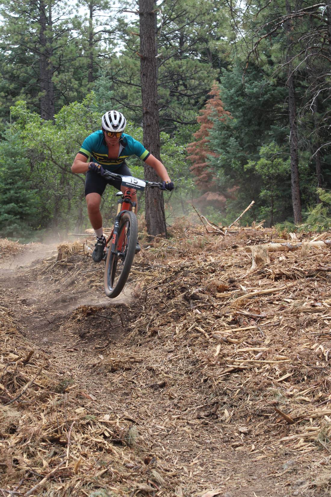 Rider powering through a tight corner